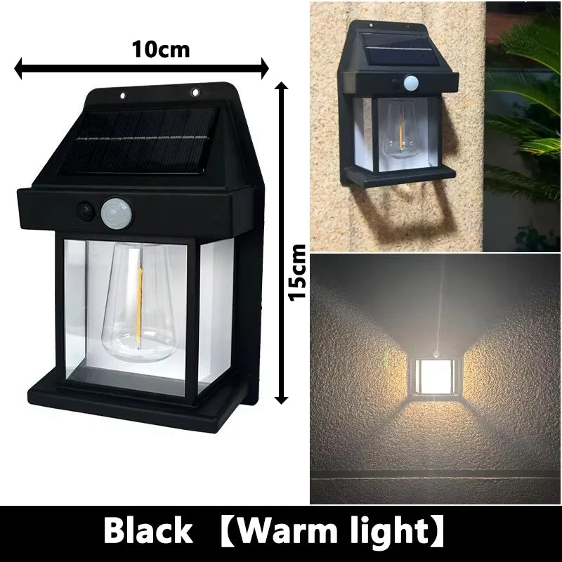 Outdoor Solar Tungsten Wall Light with Motion Sensor IP65 Waterproof LED Safety Light for Patio Outdoor Deck Porch Barn Balcony