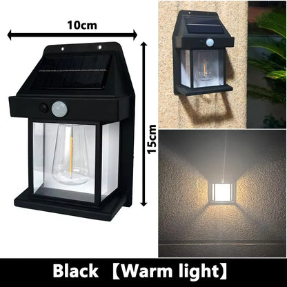 Outdoor Solar Tungsten Wall Light with Motion Sensor IP65 Waterproof LED Safety Light for Patio Outdoor Deck Porch Barn Balcony