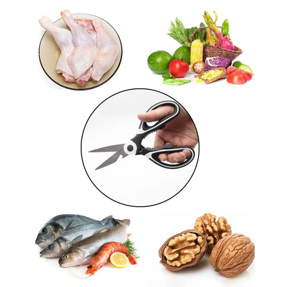 1PC/2PCS Multi-Functional Scissors Kitchen Sharp Scissors Chicken Scissors Fish Bone Bottle Opener Rust-Proof Non-Slip Handle