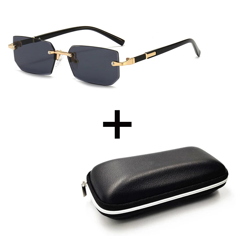 Rimless Sunglasses Rectangle Fashion Popular Women Men Shades Small Square Sun Glasses For Female male Summer Traveling Oculos