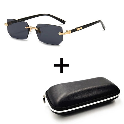 Rimless Sunglasses Rectangle Fashion Popular Women Men Shades Small Square Sun Glasses For Female male Summer Traveling Oculos