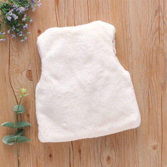 Girls’ Embroidered Fur Vest – Sleeveless Warm Coat with Floral Design (0–3 Years)