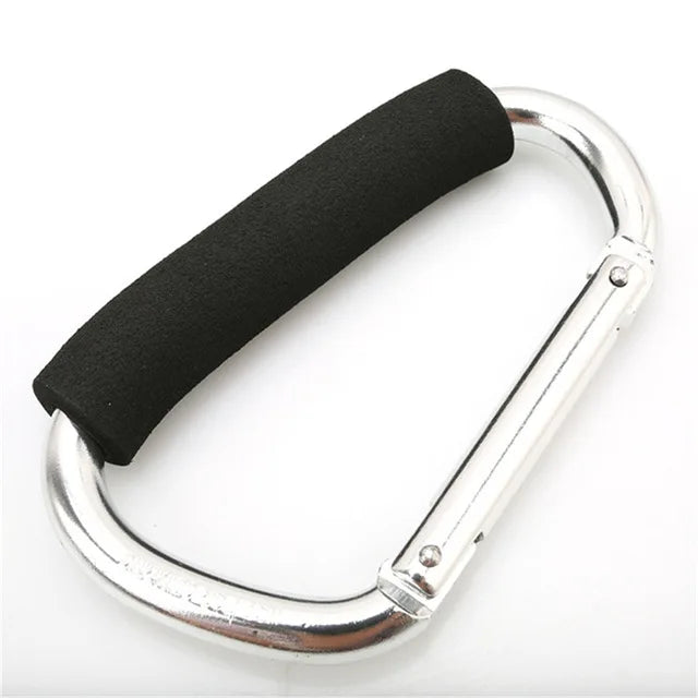 منظم خطافات عربة الأطفال كبير الحجم - مشبك حلقي من الألومنيوم على شكل حرف D للحقائب والمحافظ