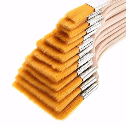 12pcs Nylon Paint Brush Set – Synthetic Bristles for Acrylic, Oil & Watercolor Painting
