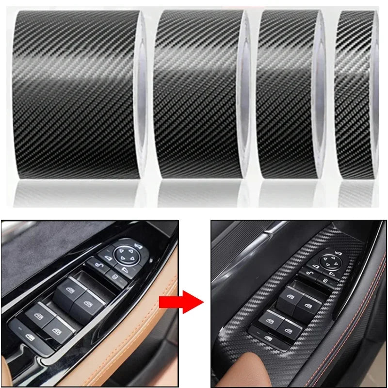 Car Carbon Fiber Sticker Tape for Car Interior 3D Auto Decor Decoration Universal Vinyl Wrap Roll Film Styling Stickers Decal
