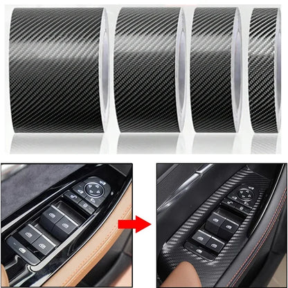 Car Carbon Fiber Sticker Tape for Car Interior 3D Auto Decor Decoration Universal Vinyl Wrap Roll Film Styling Stickers Decal