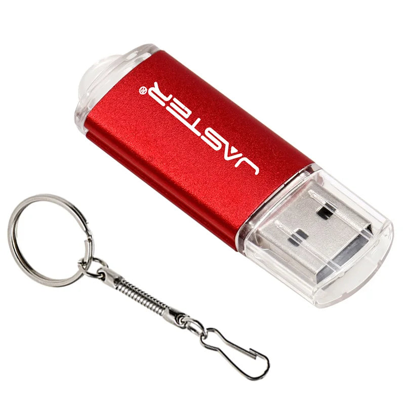 ذاكرة فلاش USB 2.0 عالية السرعة من جاستر، صغيرة الحجم، مصنوعة من البلاستيك، بسعات 128 ميجابايت، 4 جيجابايت، 16 جيجابايت، 32 جيجابايت، 64 جيجابايت، و128 جيجابايت، مع سلسلة مفاتيح. 