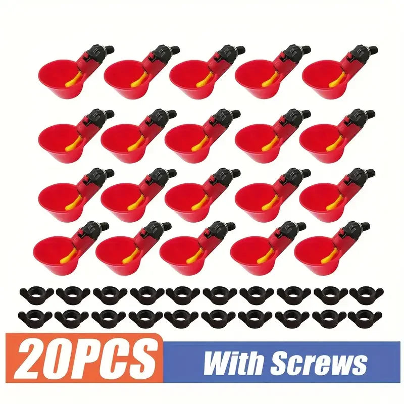 20PCS Automatic Chicken Drinking Cups – Leakproof Poultry Waterer Kit