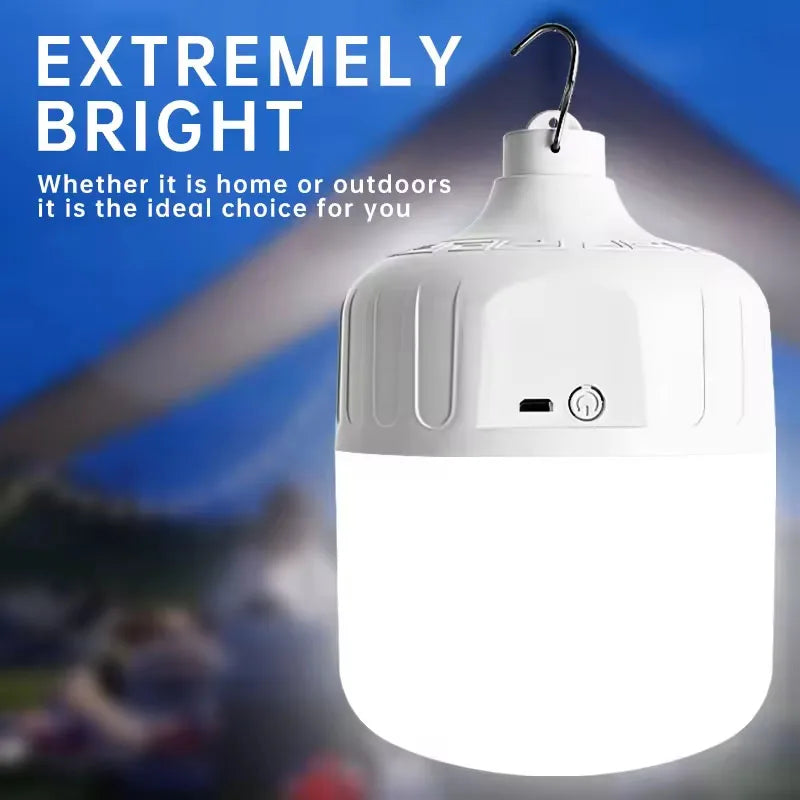 LED Lamp Bulbs Outdoor USB Rechargeable – High Brightness Emergency Light with Hook for Camping & Fishing