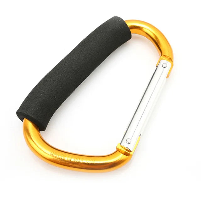 منظم خطافات عربة الأطفال كبير الحجم - مشبك حلقي من الألومنيوم على شكل حرف D للحقائب والمحافظ