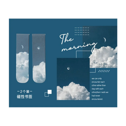 JIANQI Magnetic Bookmarks (2pcs) – Scenic Literary Reading Tools for School & Office