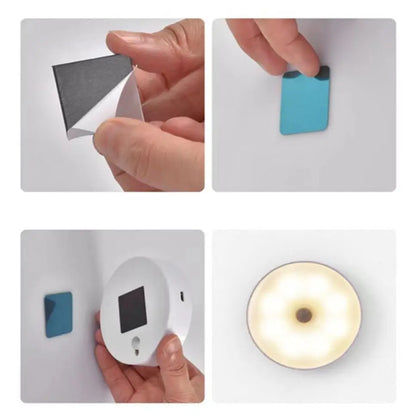 مصباح ليلي LED بمستشعر حركة - مصباح قابل لإعادة الشحن عبر منفذ USB لإضاءة غرف النوم والممرات والسلالم وخزائن الملابس