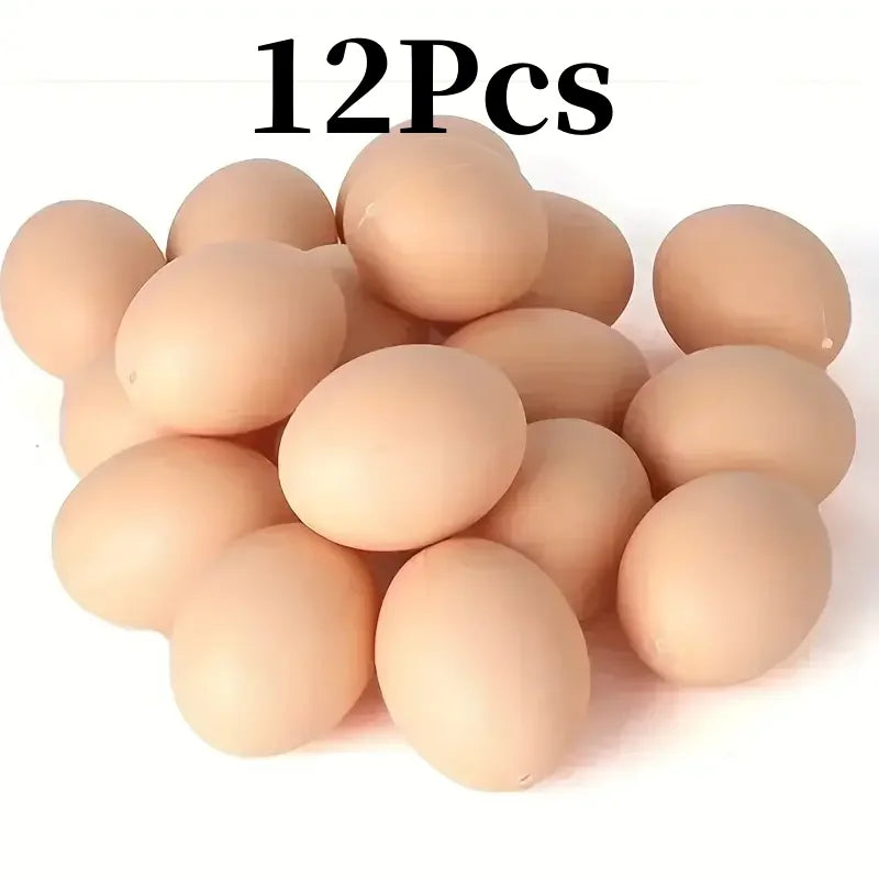 6/12PCS Plastic Fake Chicken Eggs – Hen Nesting Training Eggs for Coops & Cages