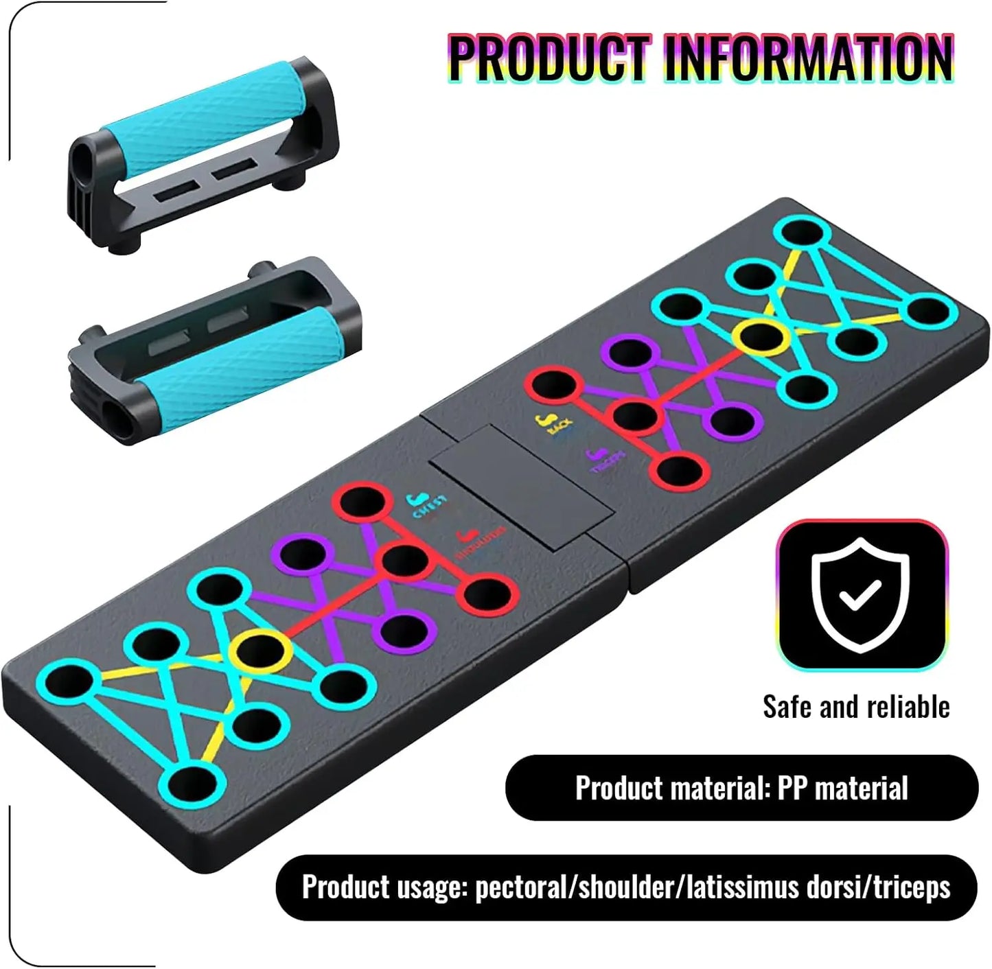 مجموعة ألواح تمارين الضغط المحمولة – قضبان تمارين ضغط متعددة الوظائف قابلة للطي لتمارين الصدر والذراعين والظهر
