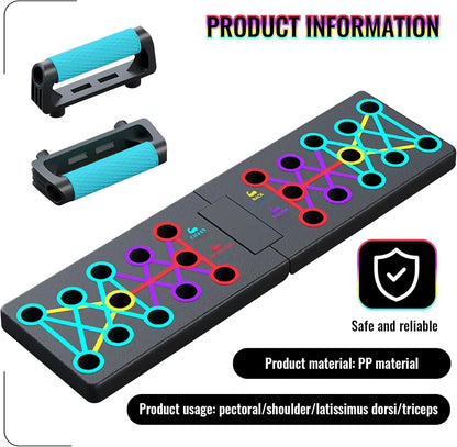 مجموعة ألواح تمارين الضغط المحمولة – قضبان تمارين ضغط متعددة الوظائف قابلة للطي لتمارين الصدر والذراعين والظهر