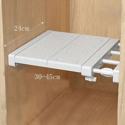 White Expandable Divider Punch-Free Retractable Multi-Layer Shelf – Wardrobe, Kitchen & Bathroom Storage Organizer