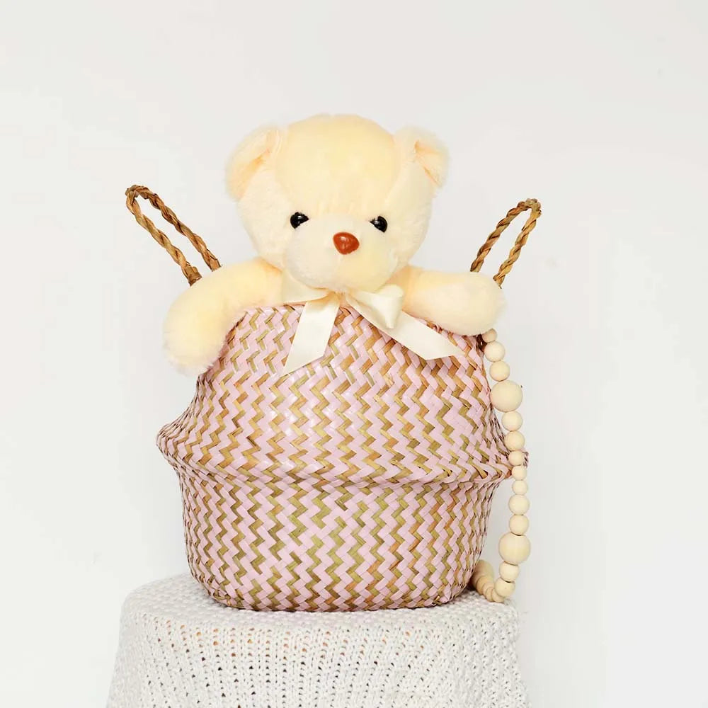 Boho Wicker Hanging Basket – Handmade Foldable Seagrass Flower Pot