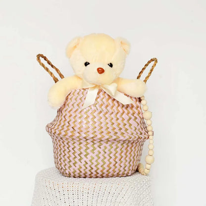 Boho Wicker Hanging Basket – Handmade Foldable Seagrass Flower Pot