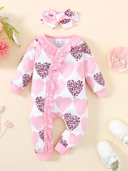 Bear Print Baby Romper – Soft Long Sleeve Winter Jumpsuit for Infants