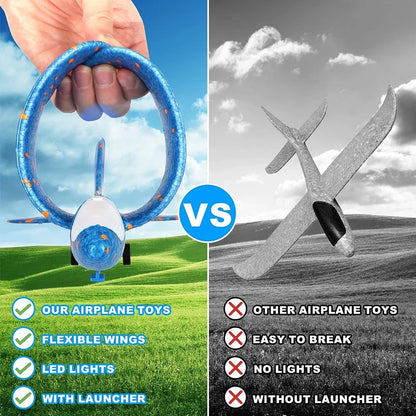 12.2" LED Foam Airplane Launcher Toy – Outdoor Flying Glider Catapult Gun for Kids Boys Birthday Gift