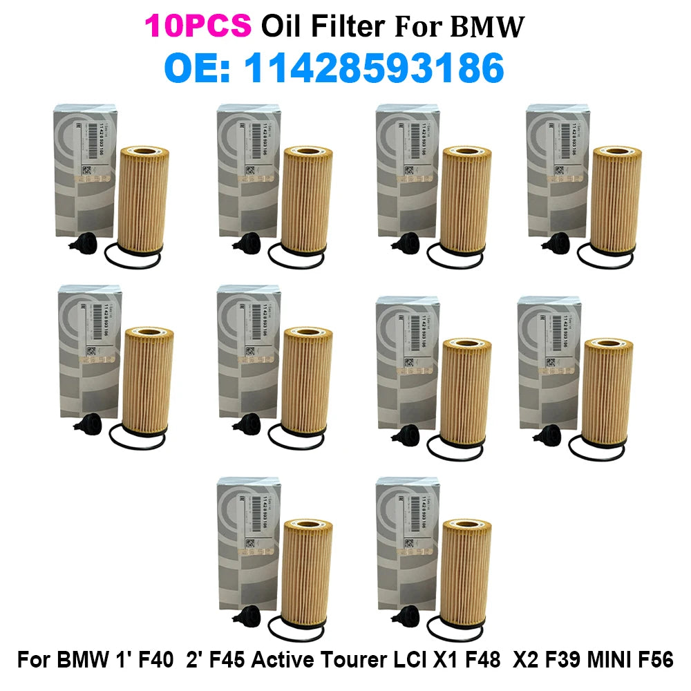 10 قطع من فلاتر زيت المحرك 11428593186 لسيارات BMW F39 F40 F44 F45 F46 F48 118d 216i 220 225 X1 X2 Mini Cooper S ONE Clubman F54~F60 