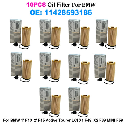 10 قطع من فلاتر زيت المحرك 11428593186 لسيارات BMW F39 F40 F44 F45 F46 F48 118d 216i 220 225 X1 X2 Mini Cooper S ONE Clubman F54~F60 
