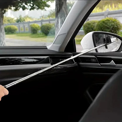 Telescopic Car Rearview Mirror Wiper with Stainless Steel Handle – Auto Glass Cleaning Tool