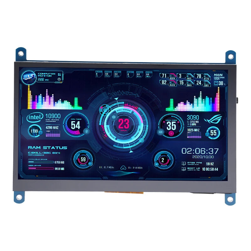New 7 Inch IPS TFT LCD Display Touch Screen Monitor 1024*600 RGB Pixels USB HDMI-compatible for Raspberry Pi 4B 3B+ AIDA64