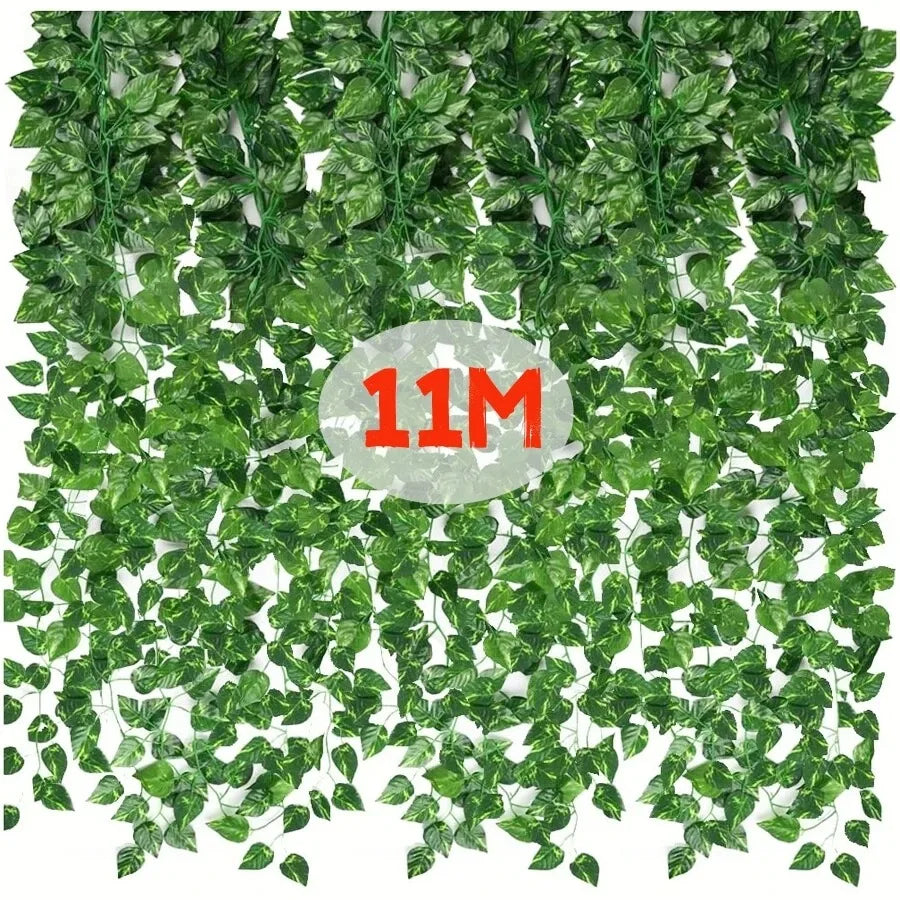 11M Artificial Ivy Leaf Garland – Hanging Green Vine for Garden, Wedding, Party & Home Wall Decor