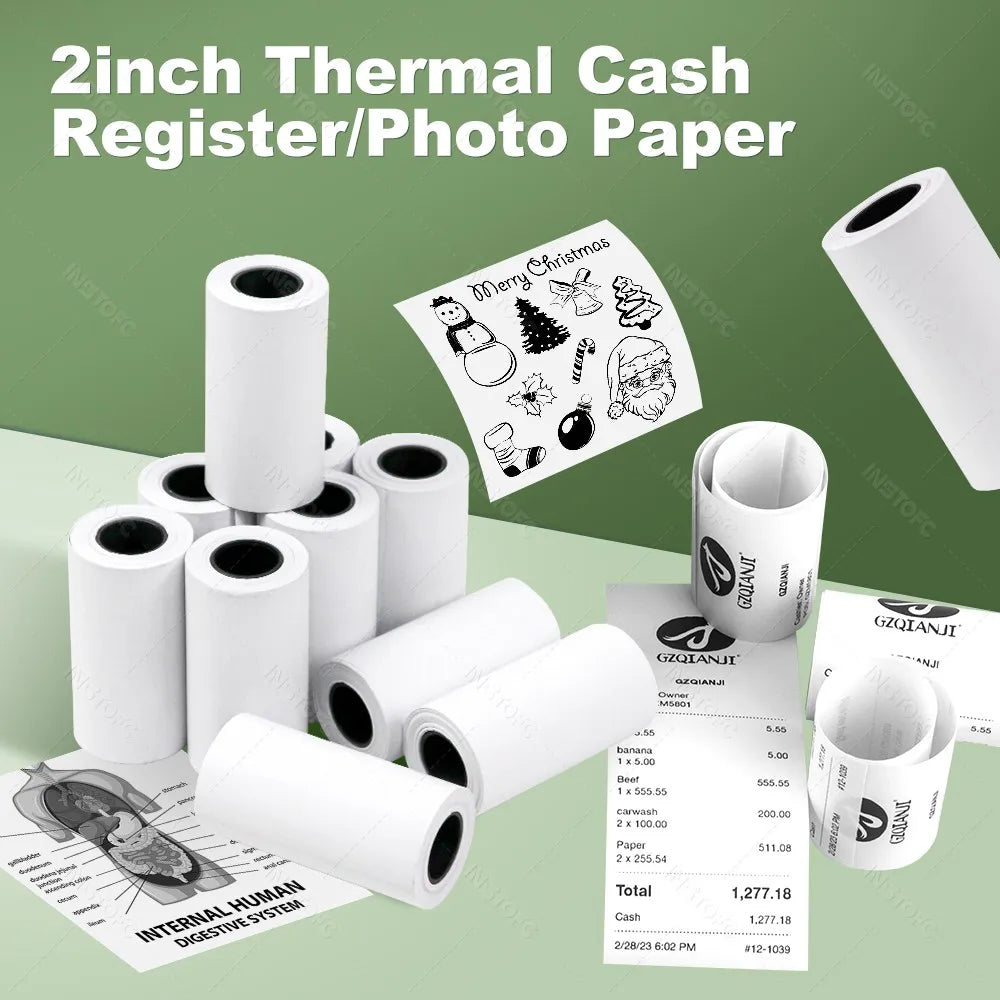 57x25MM Thermal Paper Label Sticker Rolls – Adhesive Mini Printer Paper for Kids Camera & Instant Print