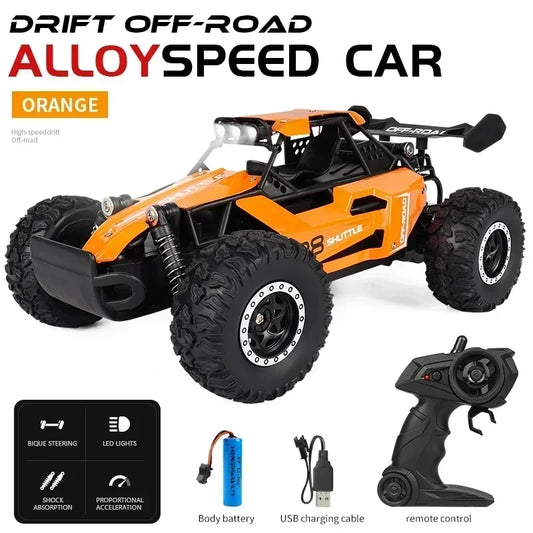 1:16 High-Speed 2WD Off-Road RC Car – 2.4G Remote Control Climbing Vehicle with LED Lights for Kids