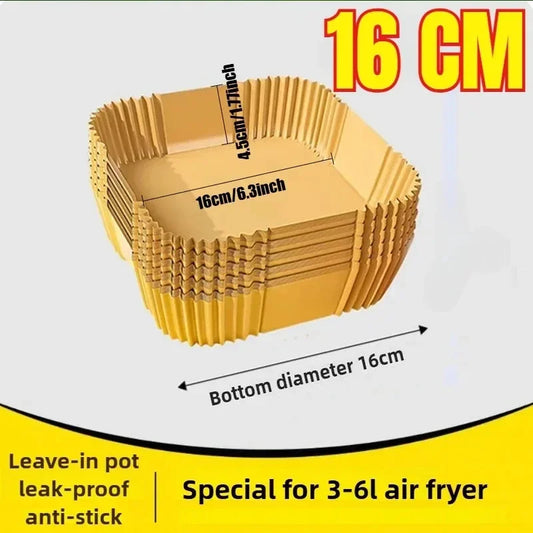 50/100PCS Air Fryer Special Paper Tray Household High Temperature Resistant Oil Absorbing Paper Pad Square Baking Paper Kitchen