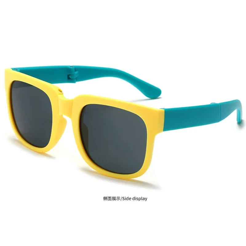 نظارات شمسية قابلة للطي للأطفال - نظارات مربعة بتصميم مميز للأولاد والبنات، حماية من الأشعة فوق البنفسجية UV400 