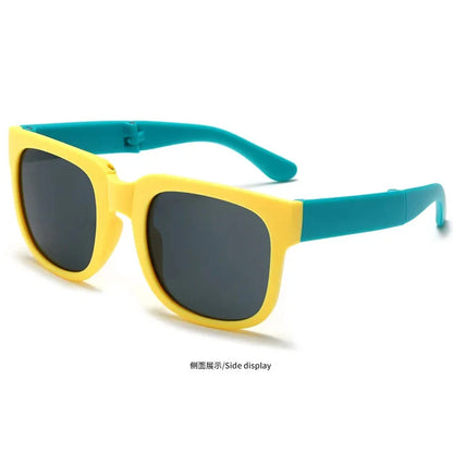 نظارات شمسية قابلة للطي للأطفال - نظارات مربعة بتصميم مميز للأولاد والبنات، حماية من الأشعة فوق البنفسجية UV400 