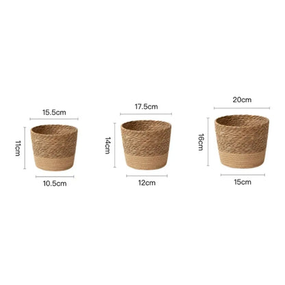 Straw Weaving Flower Plant Pot Wicker Basket Rattan Flowerpot Storage Basket Garden Flowerpot Handmade Woven Planter Basket