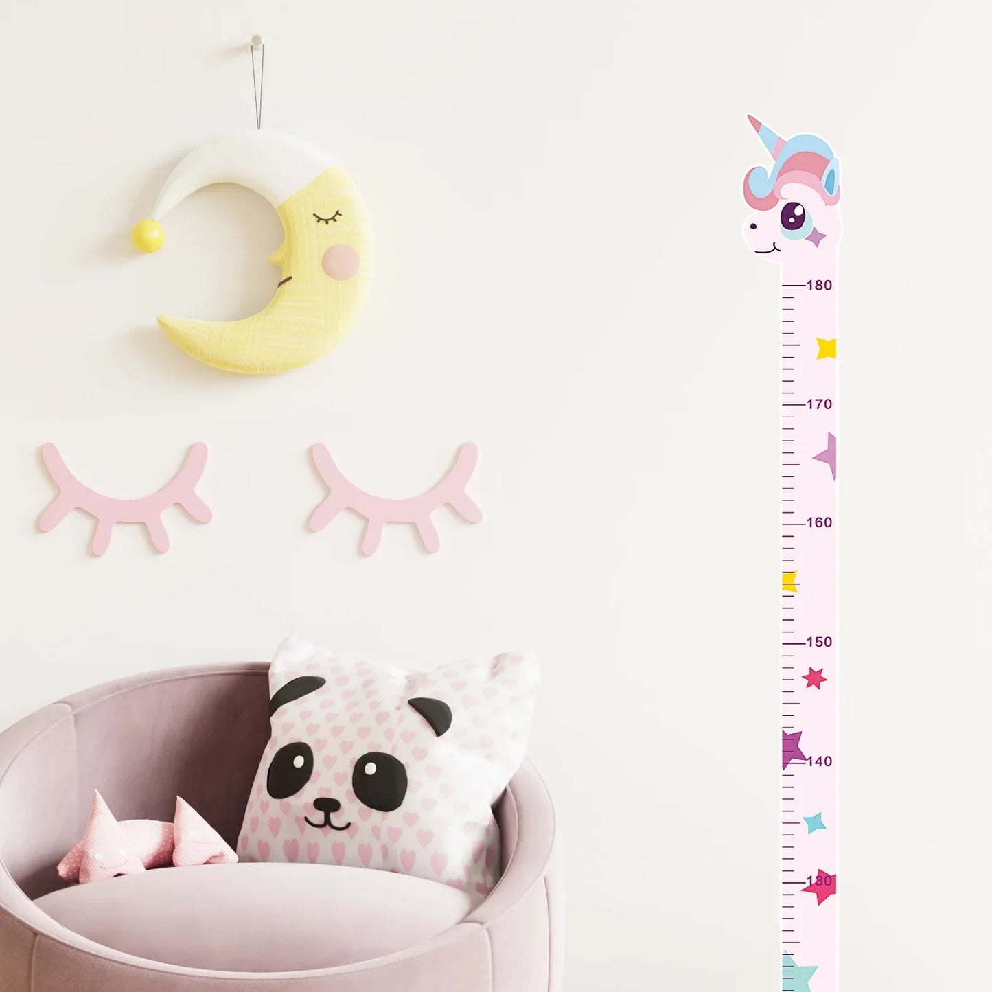 Whimsical Animal Growth Chart Wall Decals – Unicorn, Dino & Giraffe Height Stickers for Nursery & Kids Room Decor