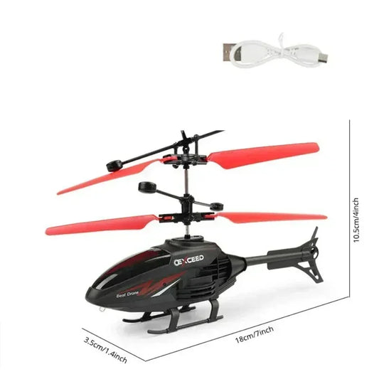 Mini RC Helicopter Drone – Induction Hover Toy for Kids with Rechargeable Battery (No Remote Needed)