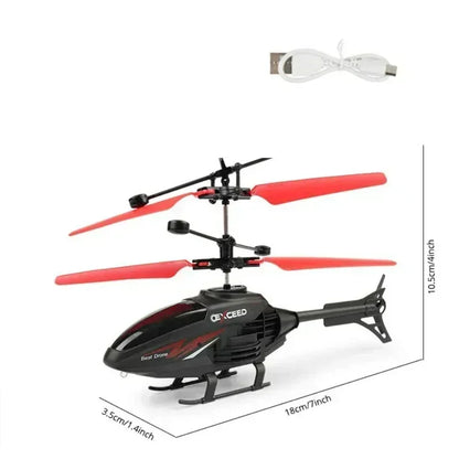 طائرة هليكوبتر صغيرة تعمل بالتحكم عن بعد - لعبة تحليق بالحث للأطفال مع بطارية قابلة للشحن (لا حاجة لجهاز تحكم عن بعد) 