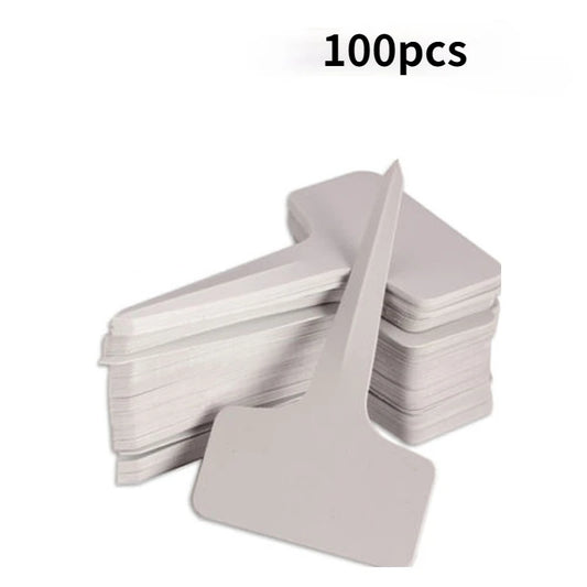 50/100Pcs White PVC T-Type Plant Labels – 6x10CM Waterproof Nursery Garden Tags for Seedlings & Pots