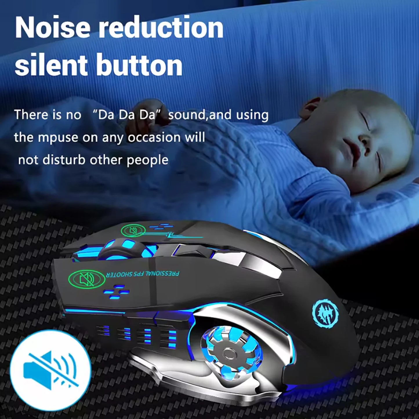 ماوس لاسلكي قابل لإعادة الشحن، ماوس ألعاب صامت بتقنية بلوتوث، ماوس ميكانيكي USB، ماوس ألعاب إلكتروني بإضاءة خلفية، ماوس ألعاب كمبيوتر 