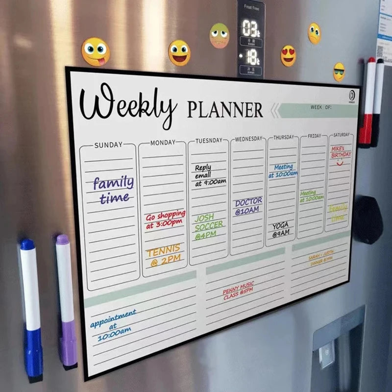 Magnetic Monthly Weekly Planner Dry Erase Whiteboard – Reusable Blackboard Fridge Sticker for Scheduling & Notes