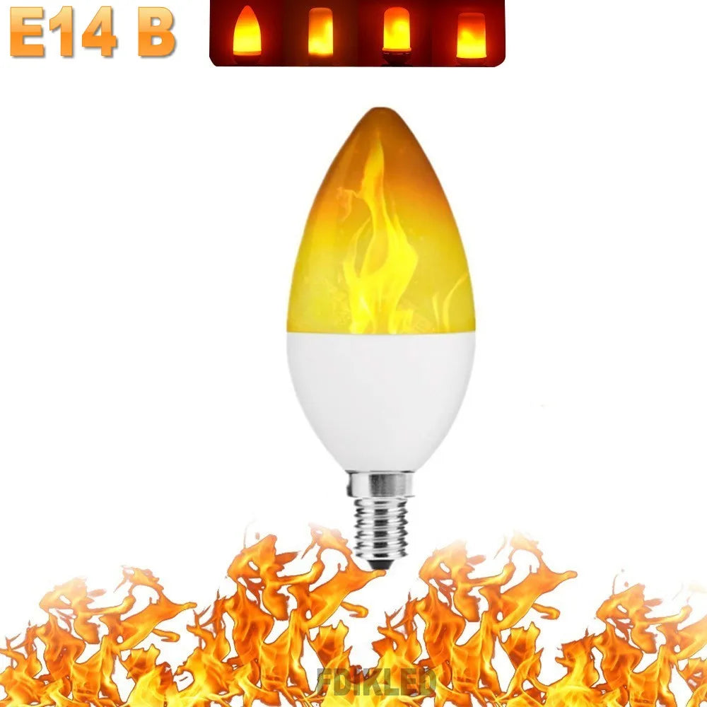 B22 E27 LED Flame Light Bulbs – 4 Mode Fire Simulation Bulb for Decor