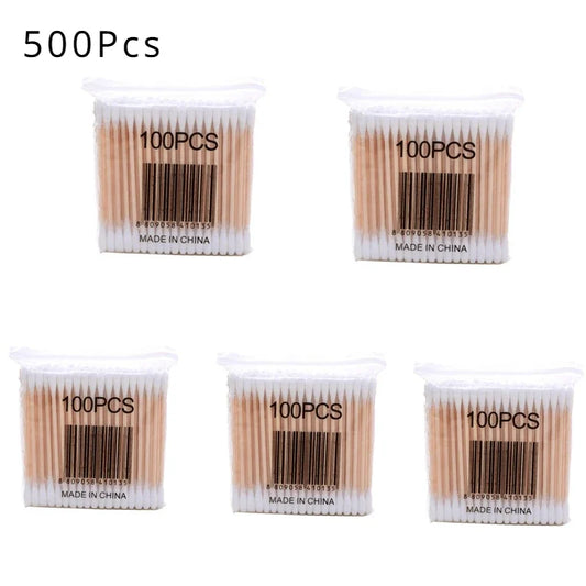 300/500/1000pcs Double Head Cotton Swabs – Soft Cotton Buds for Makeup, Nose & Ear Cleaning