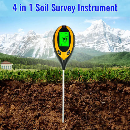 4-in-1 Digital Soil Analyzer – Sunlight Intensity, pH Levels, Soil Moisture & Temperature Tester for Gardening and Farming