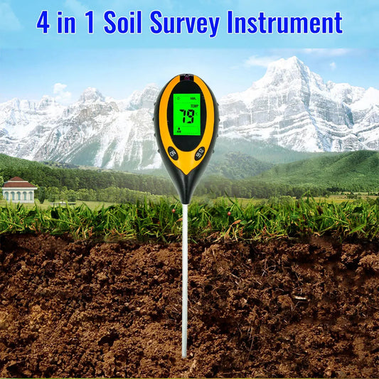 4-in-1 Digital Soil Analyzer – Sunlight Intensity, pH Levels, Soil Moisture & Temperature Tester for Gardening and Farming