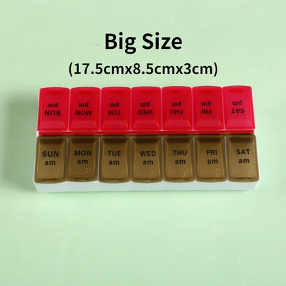منظم حبوب للسفر لمدة 7 أيام - علبة حبوب أسبوعية محمولة مع 14 خانة للفيتامينات والأدوية