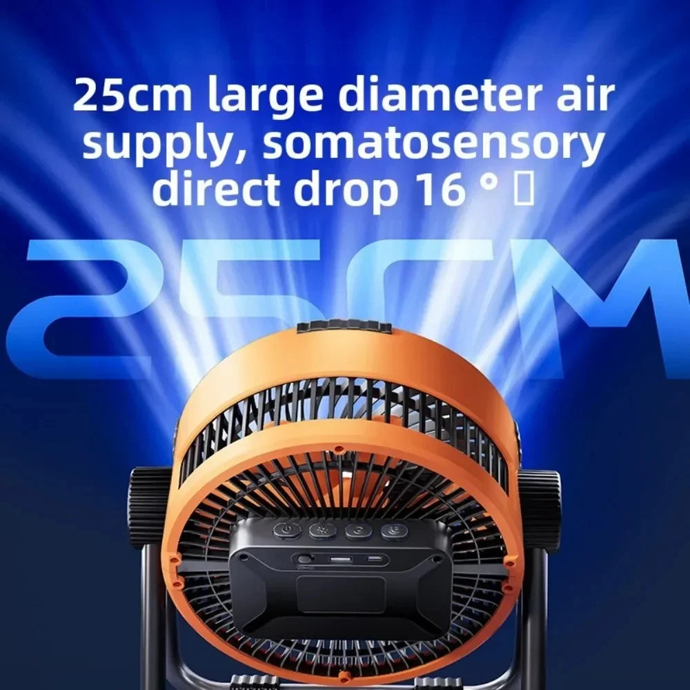 مروحة تخييم مزودة بإضاءة وبطارية شحن – مروحة سقف قابلة لإعادة الشحن مع إضاءة ليلية بثلاث سرعات