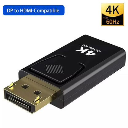 محول 1080/4K DP إلى HDTV، محول DisplayPort ذكر إلى HDMI أنثى، محول قابس فيديو وصوت للكمبيوتر والتلفزيون واللابتوب
