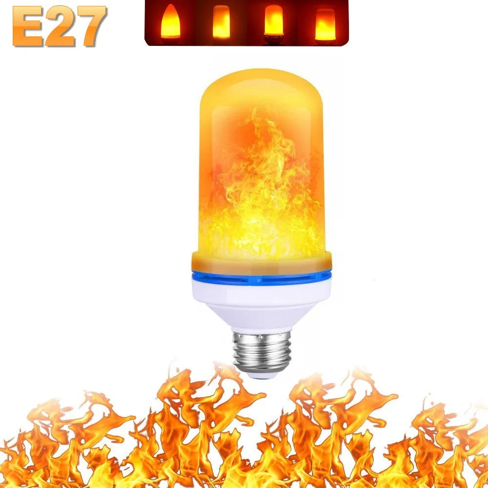 B22 E27 LED Flame Light Bulbs – 4 Mode Fire Simulation Bulb for Decor
