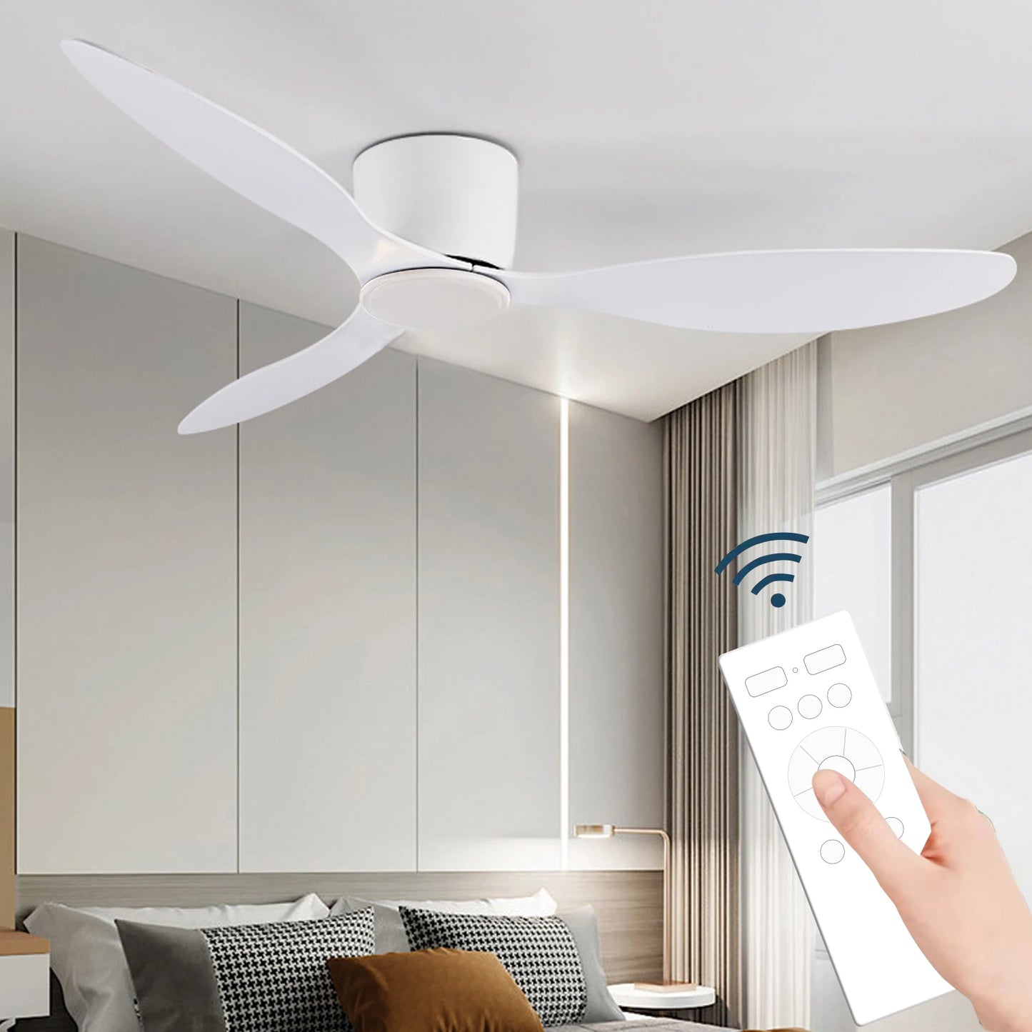 مروحة إضاءة LED مثبتة على السقف - مروحة إضاءة ديكورية بتصميم نورديك بسيط لغرفة المعيشة والمطعم 